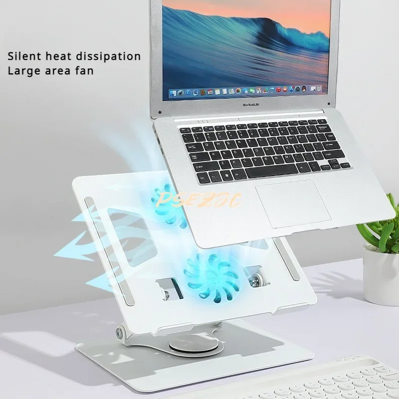 360 ° Rotating Metal Cooling Fan Laptop Stand Desktop Computer Height Increase Folding Base