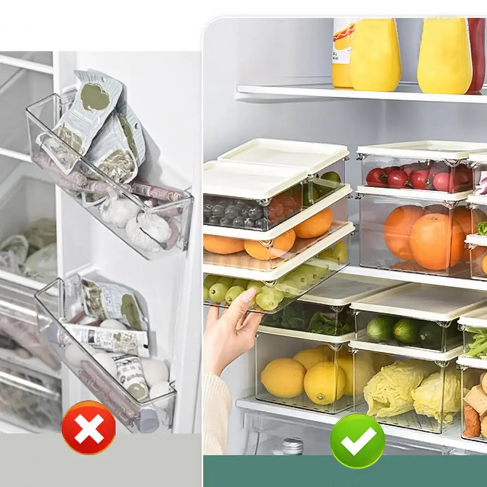 

Fruit Storage Box Transparent Fridge Box Stackable Food Grade Fruit Vegetable Storage Box with Lid Capacity for Transparent