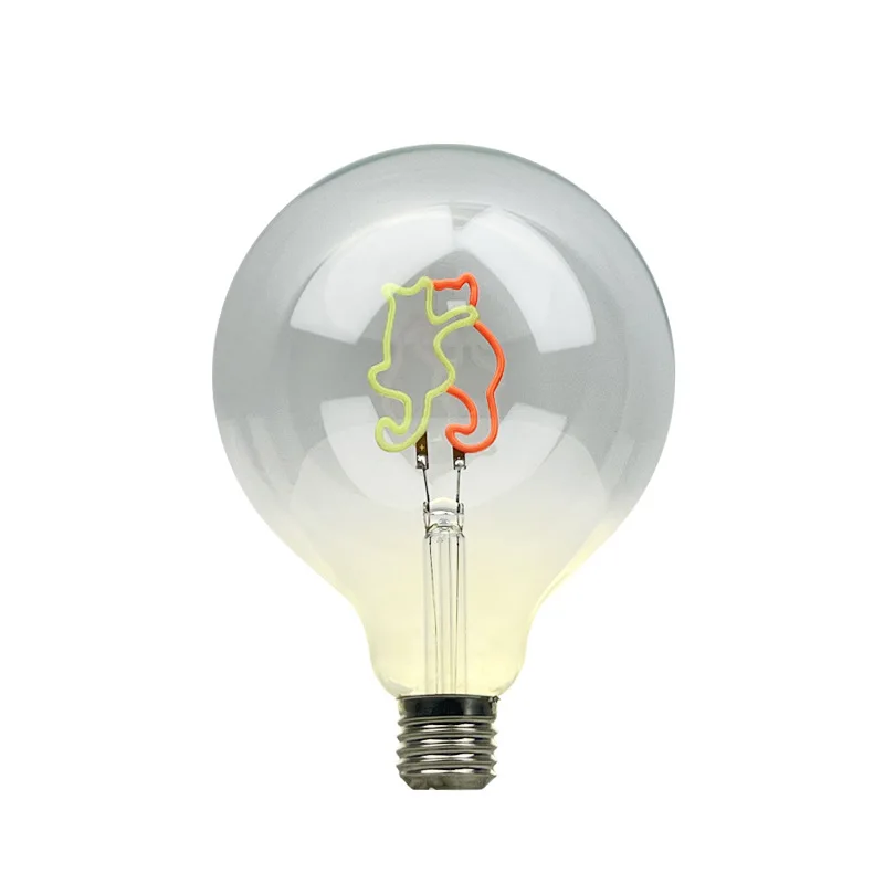 Creative LED Edison Bulb G125 E27 4W-8W 220V Dimmable Red Blue Desk Light Love Cat Decoration Amber Decorative Lighting