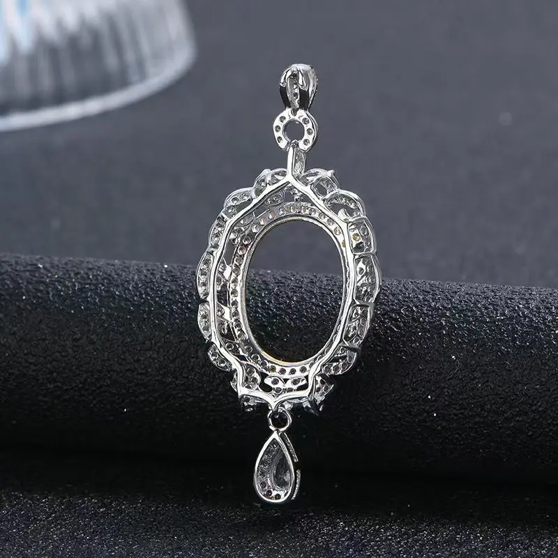 Luxury 12*16mm Dual-Tone Plated 925 Sterling Silver Pendant Setting-DIY Elegant Women's Jewelry