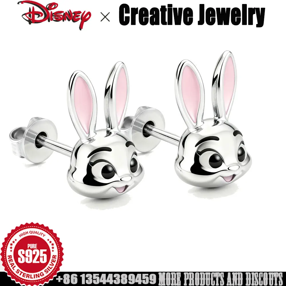 

Серебряные серьги s925 для женщин, милые серьги-гвоздики с изображением кролика Диснея в Зоотопии, высокое качество, роскошные ювелирные изделия, подарок
