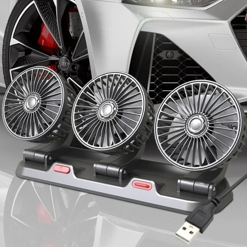 

Motorcycle For Home Desk Fan 360° 3 Head Air Fan Electric Fan USB/12V/24V Fan 2 Speeds Car Silent White and Convex Glass Amagi