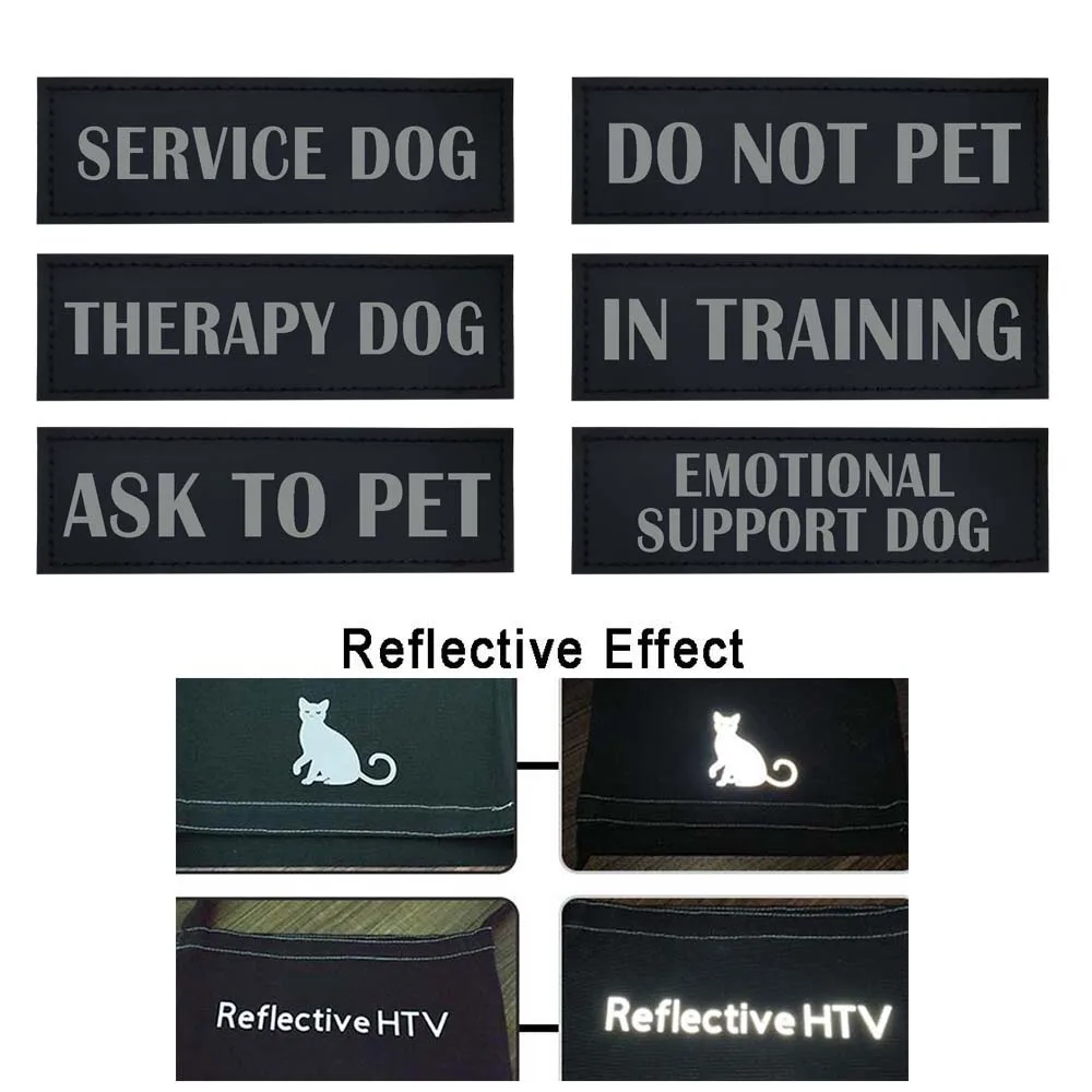 Dog Harness Patches Reflective Print DO NOT PET IN TRAINING SERVICE DOG ASK TO PET EMOTIONAL SUPPORT DOG THERAPY DOG