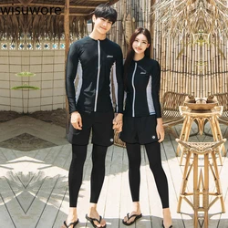 Sport Swimsuit Rash Guard for Wen Women's Couple Swimsuit 2023 Long Sleeve 5 Pieces Suit Swimwear Sun Protection Beach Wear