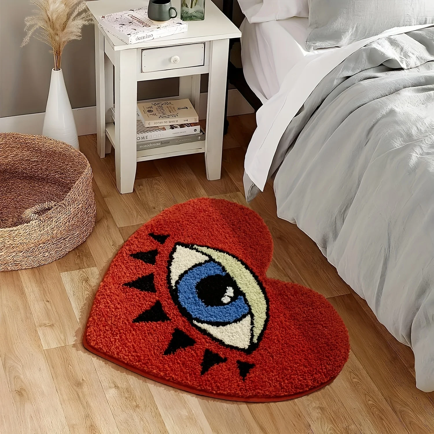 VIKAMA Red Love One-Eyed Carpet Creative Living Room Carpet Rug For Bedroom Bedside Rugs Soft Doormat Absorbent Bathroom Mat