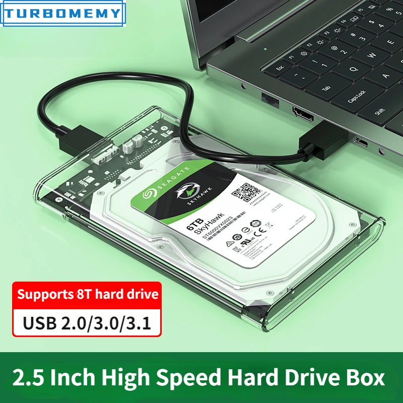 

2,5-дюймовый чехол для жесткого диска SSD USB 2.0 3.0 3,1, прозрачный корпус, чехол для внешнего жесткого диска для ПК, ноутбука, мобильного жесткого диска SATA