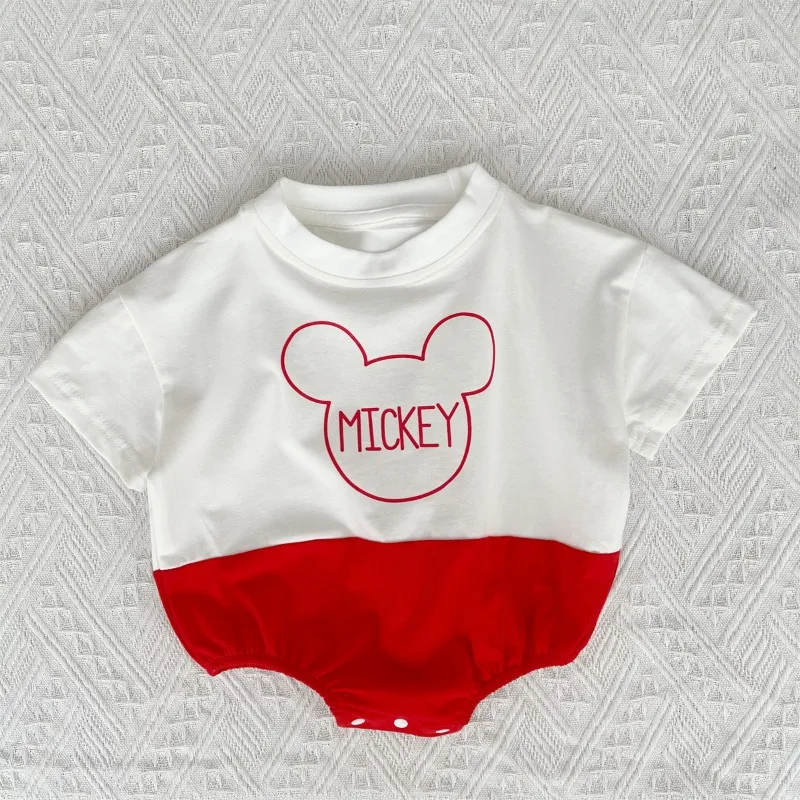 Summer Newborn Bodysuit Sock Hat 3pcs Set Cartoon Mickey Mouse Boys Girls Jumpsuit Infant Costume Short Sleeve Clothing K2421