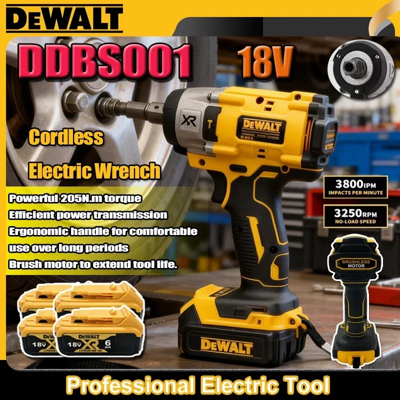 

Аккумуляторный электрический гайковерт DEWALT 3250 об/мин, 205 Нм, бесщеточный, с высоким крутящим моментом, мощный инструмент для ремонта, совместим с аккумулятором 18 В