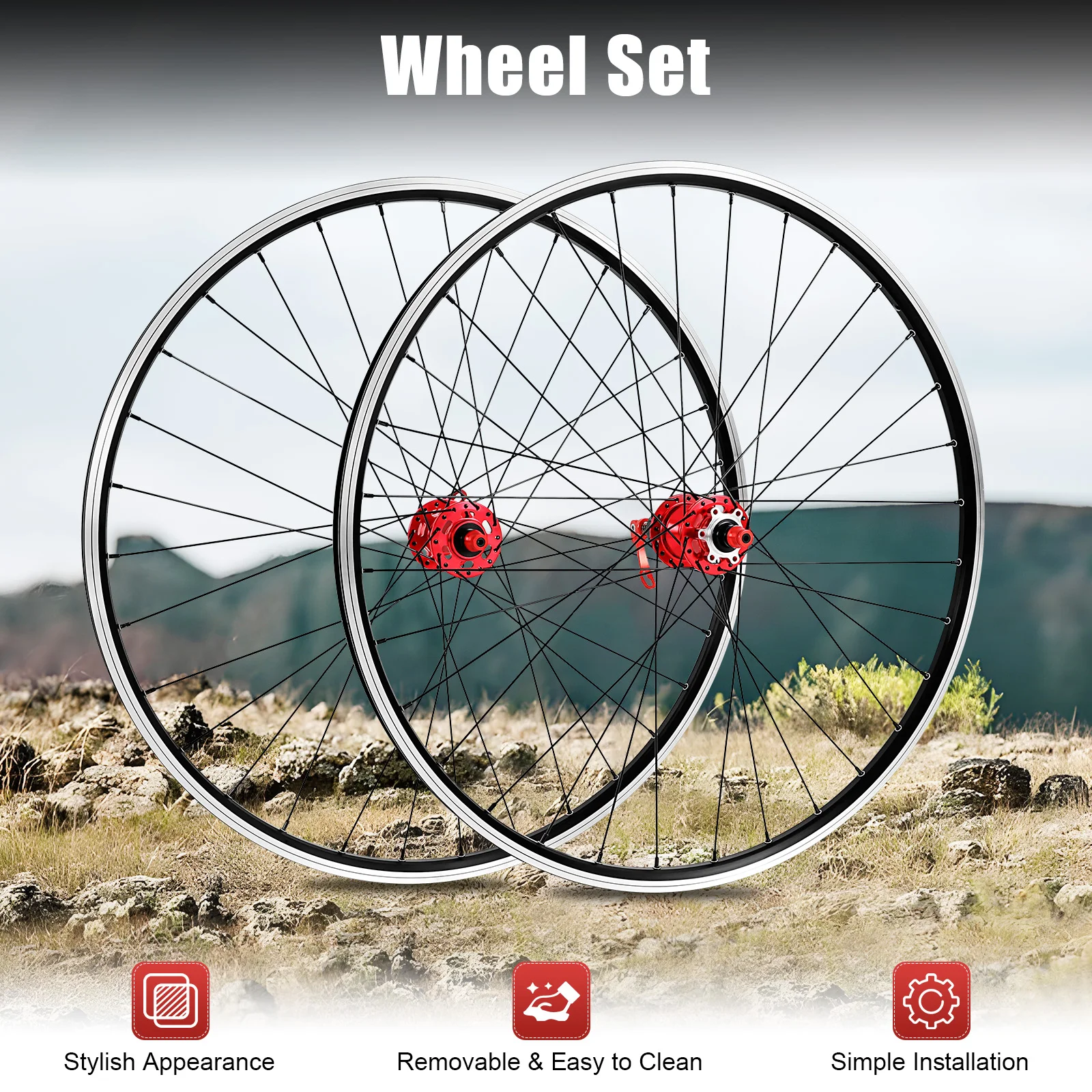 29 Inch Wheel Set With Quick Release Lever & Spokes Aluminum Alloy Rim Disc Brake MTB Wheel Mountain Bike Wheelset Kit