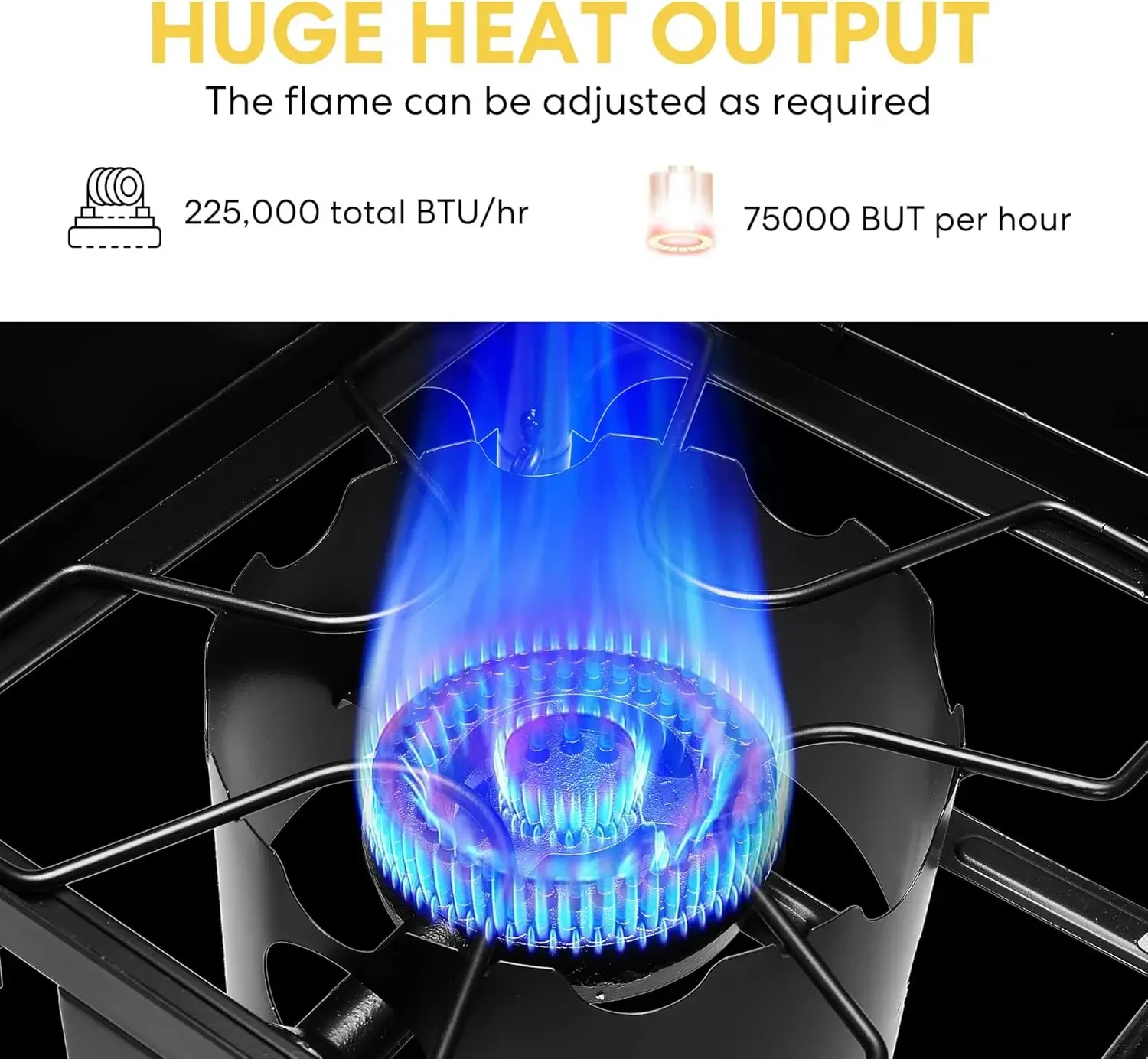 Estufa de exterior de 3 quemadores, máx. 225.000 BTU/hora, cocina de tripano de alta resistencia con soporte de patas desmontables para cocina de acampada