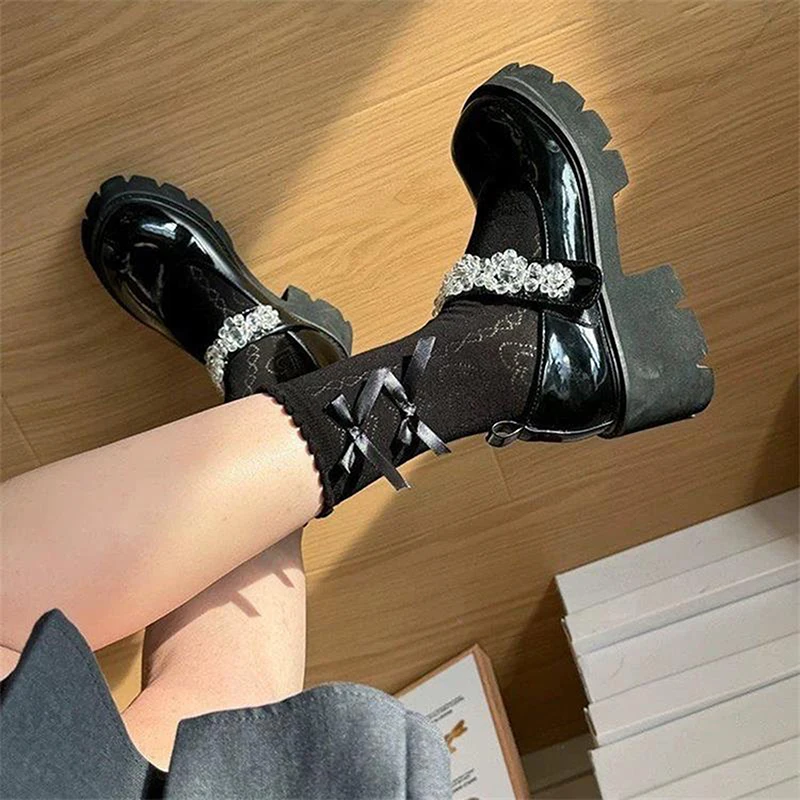 New Sweet Ballet Style Lace Heart Bow Mid-Calf Socks Cotton Breathable Mesh Socks Lolita Y2K Skarpety odprowadzające pot Girly Heart Gift