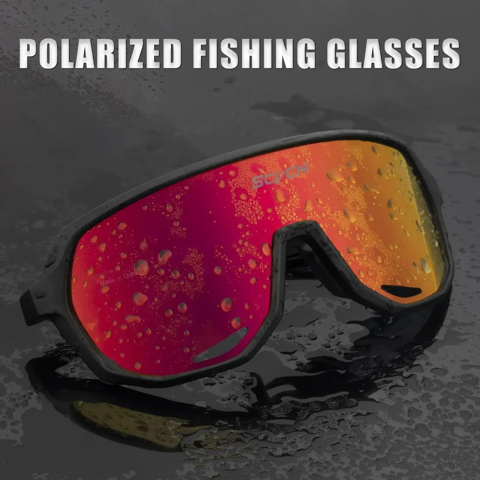 Scvcn Fishing Sunglasses Square Polarized UV400 Fishing Glasses For Men Women Driving Golf Running Cycling Glasses Eyewear