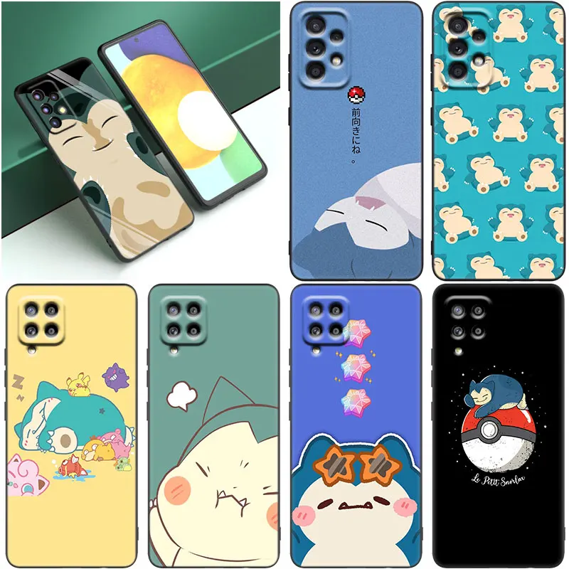 Snorlax Pokemon Black Case For Samsung Galaxy A12 A13 A14 A22 A23 A32 A33 A34 A52S A53 A54 A72 A73 5G A24 A04S A50 A51 A70 A71