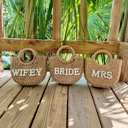 Bride Mrs Wifey Bag beach pool Bridal shower Bachelorette hen party boho rustic Summer wedding Engagement Honeymoon travel Gift