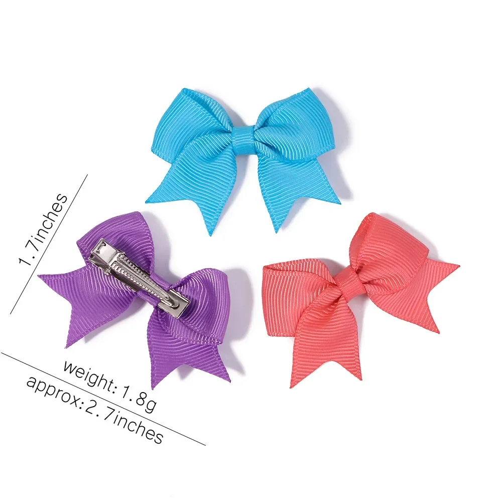 10Pcs/Set Solid Color Hairclips for Kids Grosgrain Ribbon Bows Hair Pin Handmade Headwear Girls Hair Accessories with Papercard