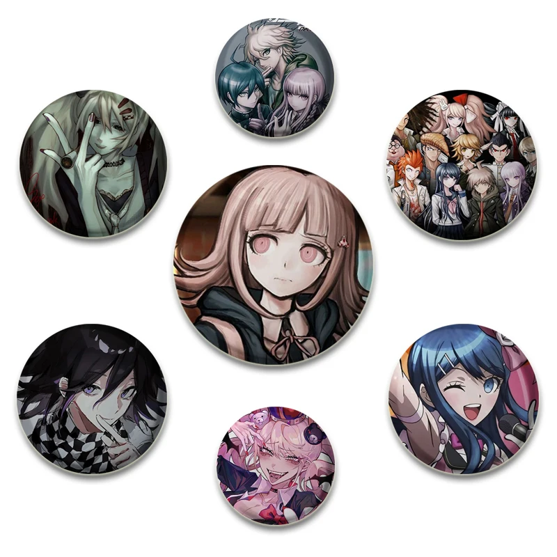 Anime Game Danganronpa Badge Snap-in Pins personaggio dei cartoni animati Iruma Miu Kirigiri Kyouko spille per vestiti accessori gioielli