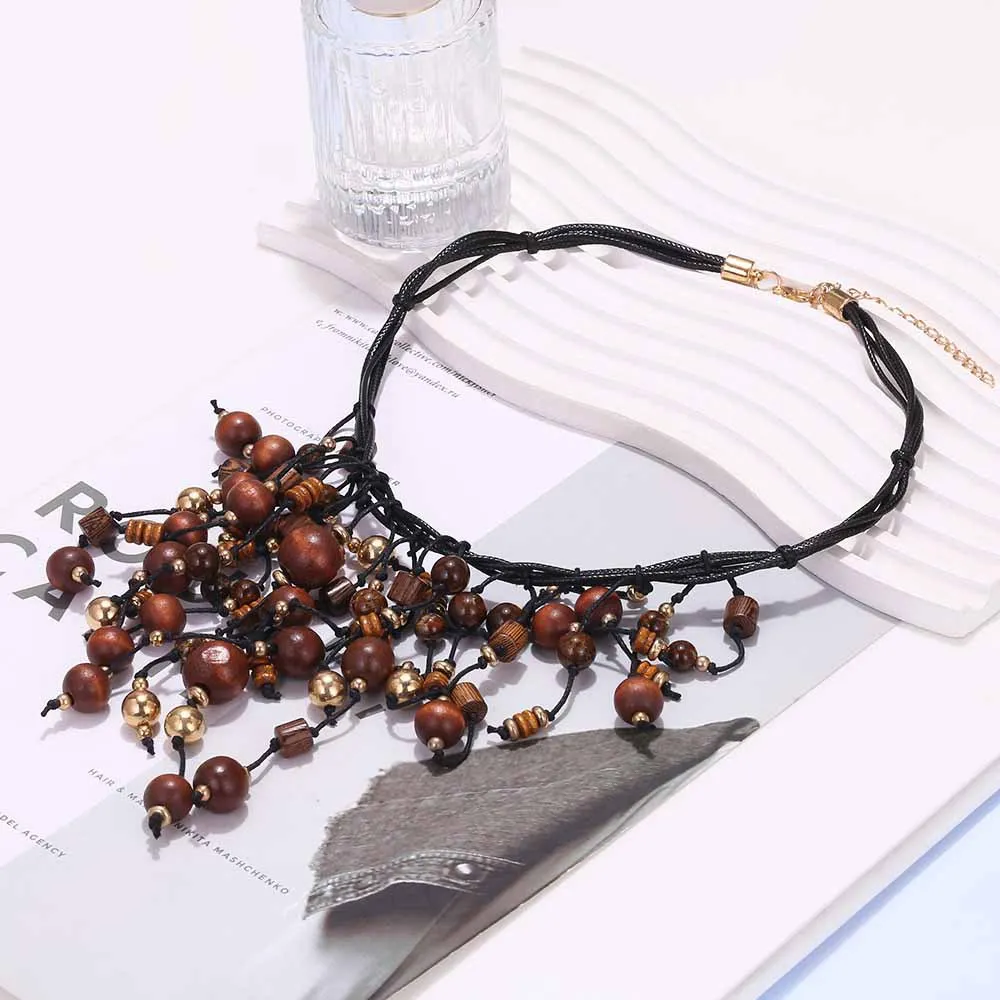 الإبداعية اليدوية مطرز الربط الذهب اللون الكرة قلادة شرابة قلادة