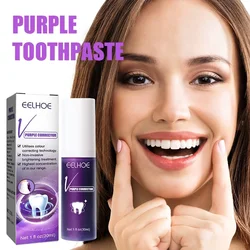 Creme dental branqueador roxo, anti-sensível, remove manchas, cálculo dental, hálito fresco, produtos de cuidados com os dentes