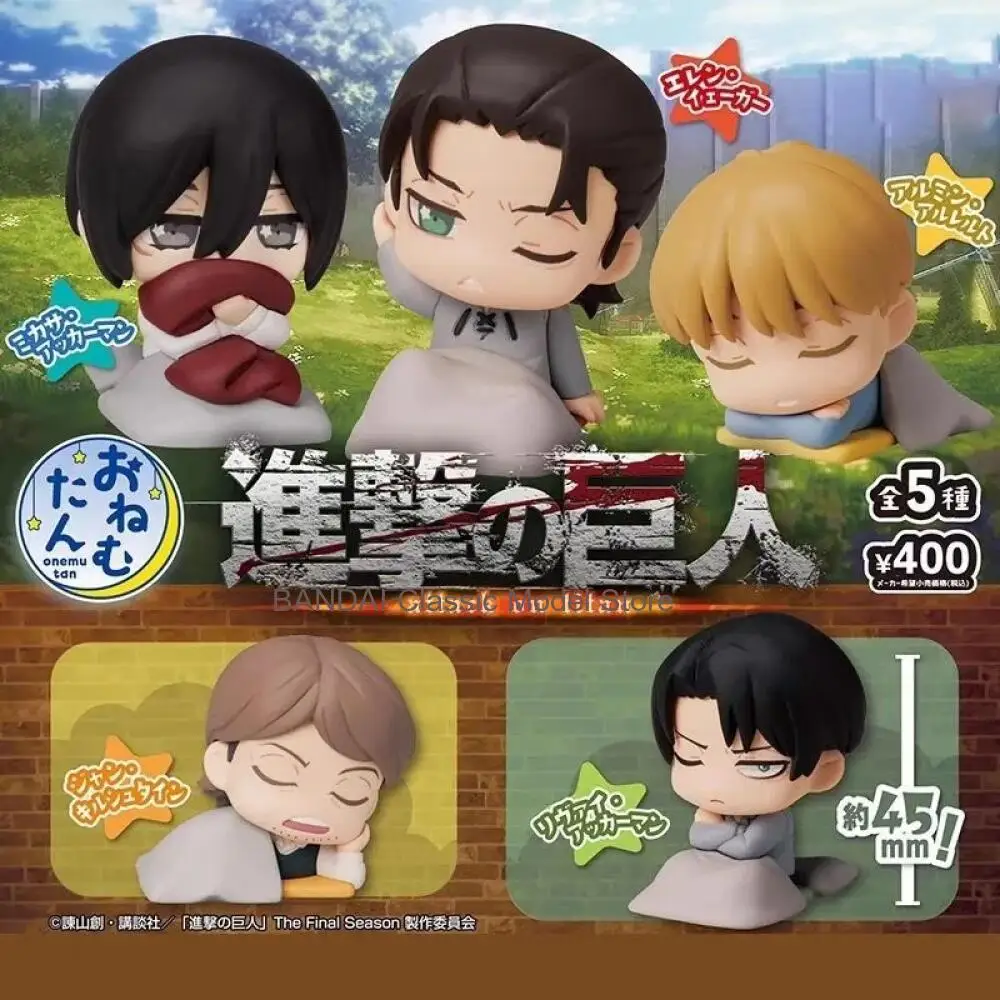 Image of Anime Attack on Titan Gashapon-Spielzeug, Schlafende Mikasa, Levi Ackerman, Eren, Armin, PVC-Figur, Modell, Dekoration, Kindergeschenke