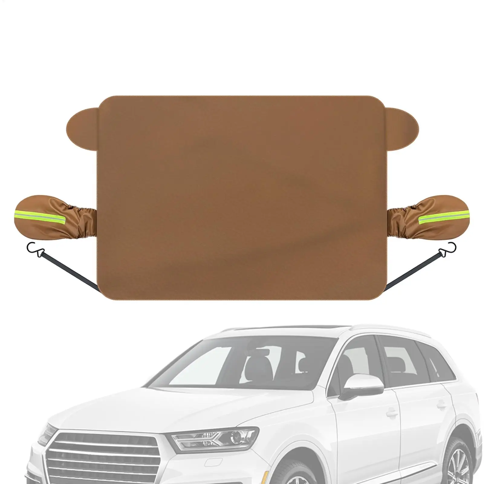 

Car Windshield Snow Cover PU Leather Dustproof Windproof Waterproof Auto Snow Blocking Windshield Snow And Ice Cover