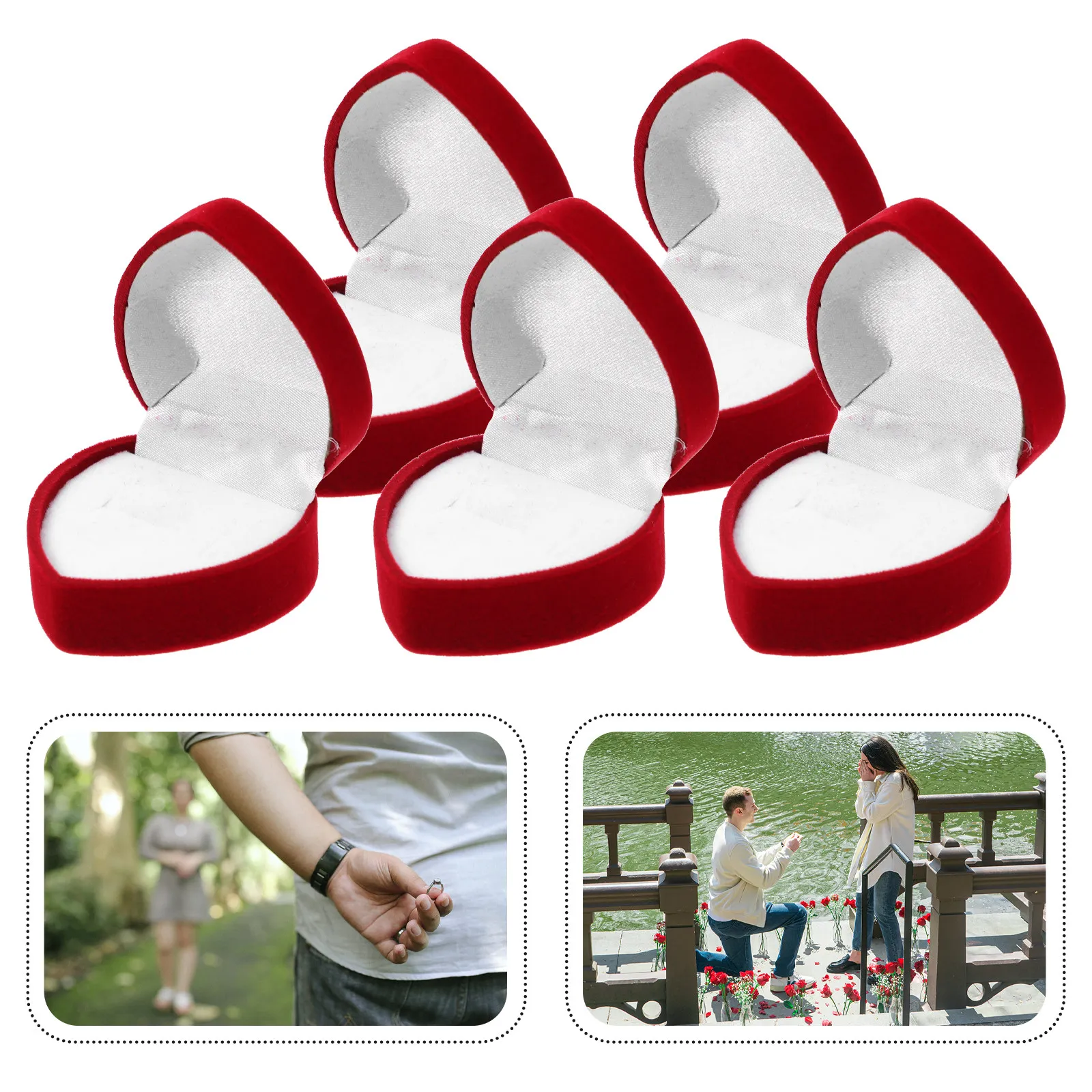 

Набор из 6 штук: Коробочки для колец в форме сердца, компактные футляры для ювелирных украшений, для демонстрации и хранения обручальных колец, подарочные коробки для серег