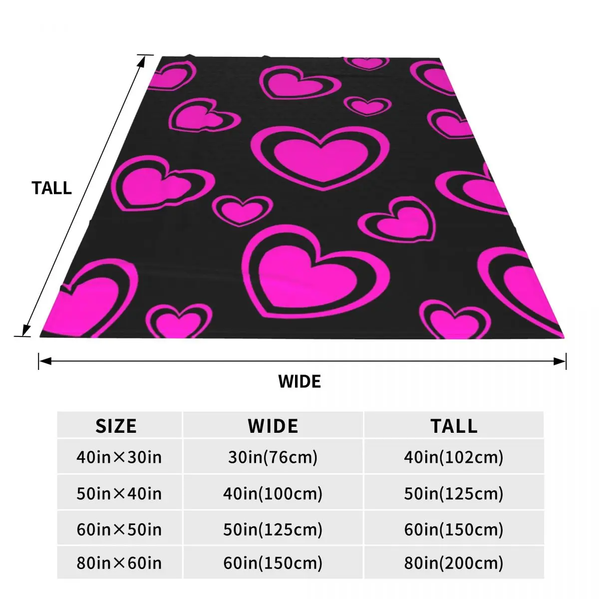 Pink Heart Patterned (3) Blanket Fleece Sofa Throw Blanket Lightweight for Couch Bedding Travel Throws Bedspread Quilt