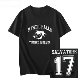 The Vampire Diaries T-shirt Women Vintage Mystic Falls Salvatore 17 Female Clothing Summer Anime Clothes Oversize Streetwear