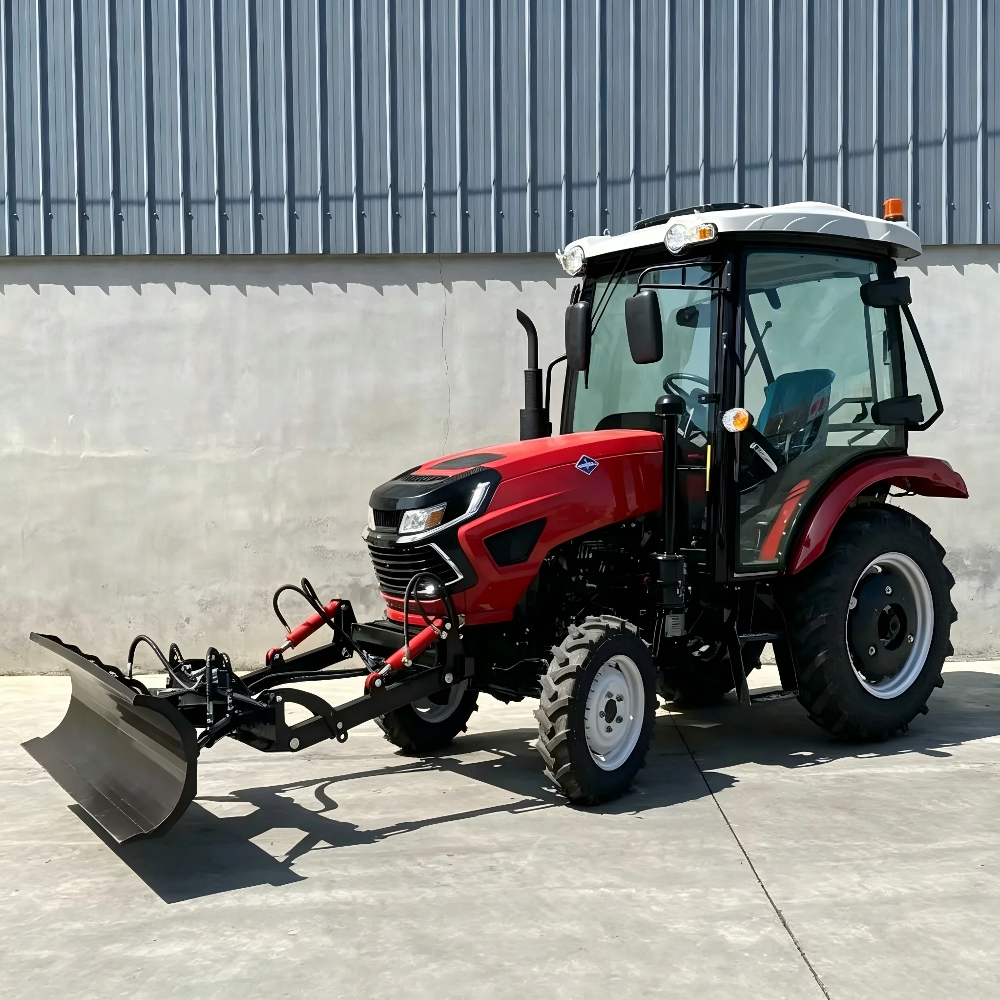 50HP 4WD Enclosed Cabin Diesel Tractor, Aoyu Multifunctional Farm Machine with Front Plow & Dozer Blade for  Cleaning & Farming
