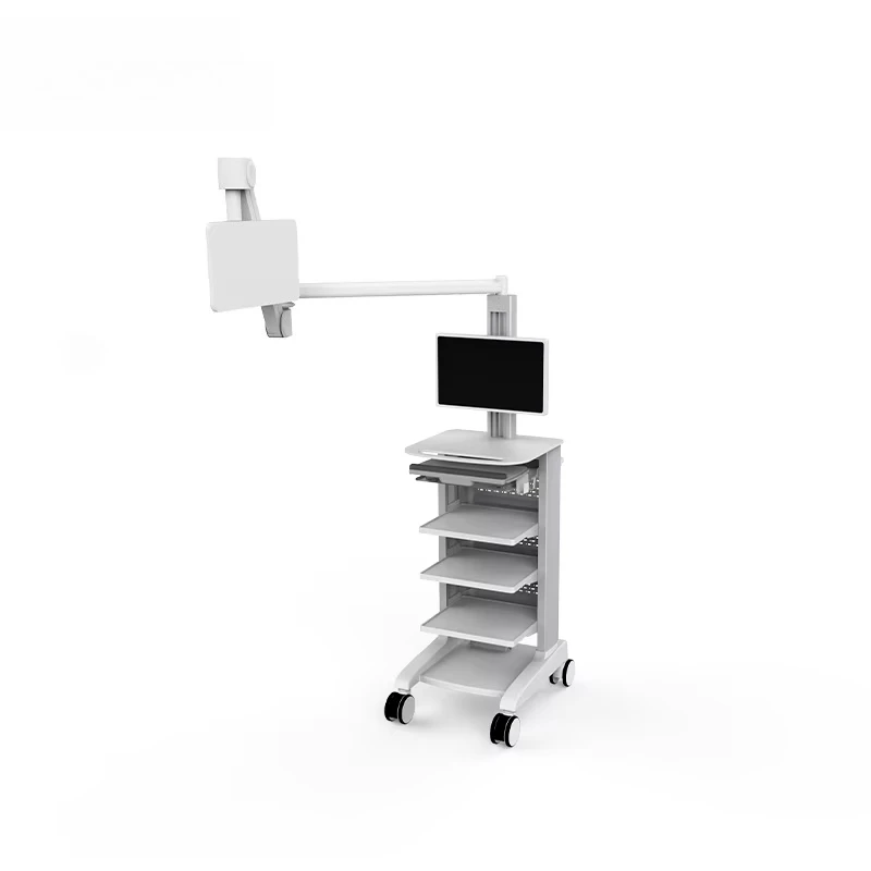Modern 4 Tray Hospital Trolley Aluminum Alloy with Stainless Steel Plastic ABS Metal Tray