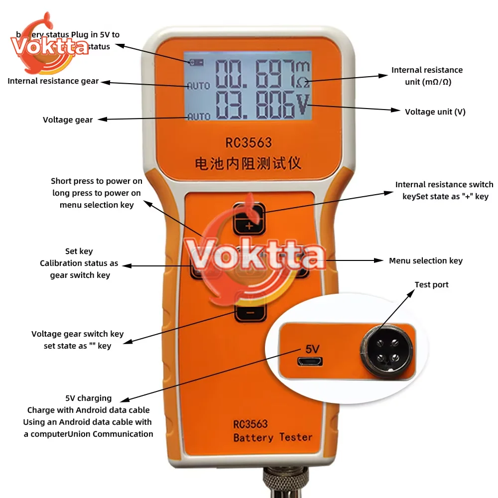 High-end sonde RC3563 Zeer nauwkeurige interne weerstandsdetector Echte vierdraads AC Lithium Lood-zuur Lithium Autobatterijtester