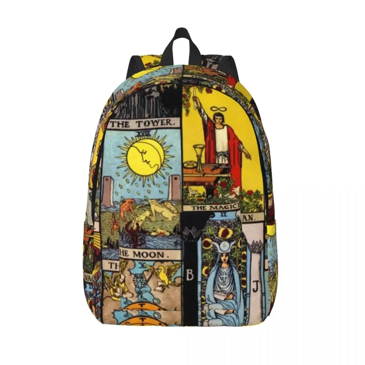 Vintage Moon Canvas Backpacks Tarot Art Collage Basic Bag University Backpack Breathable Bags