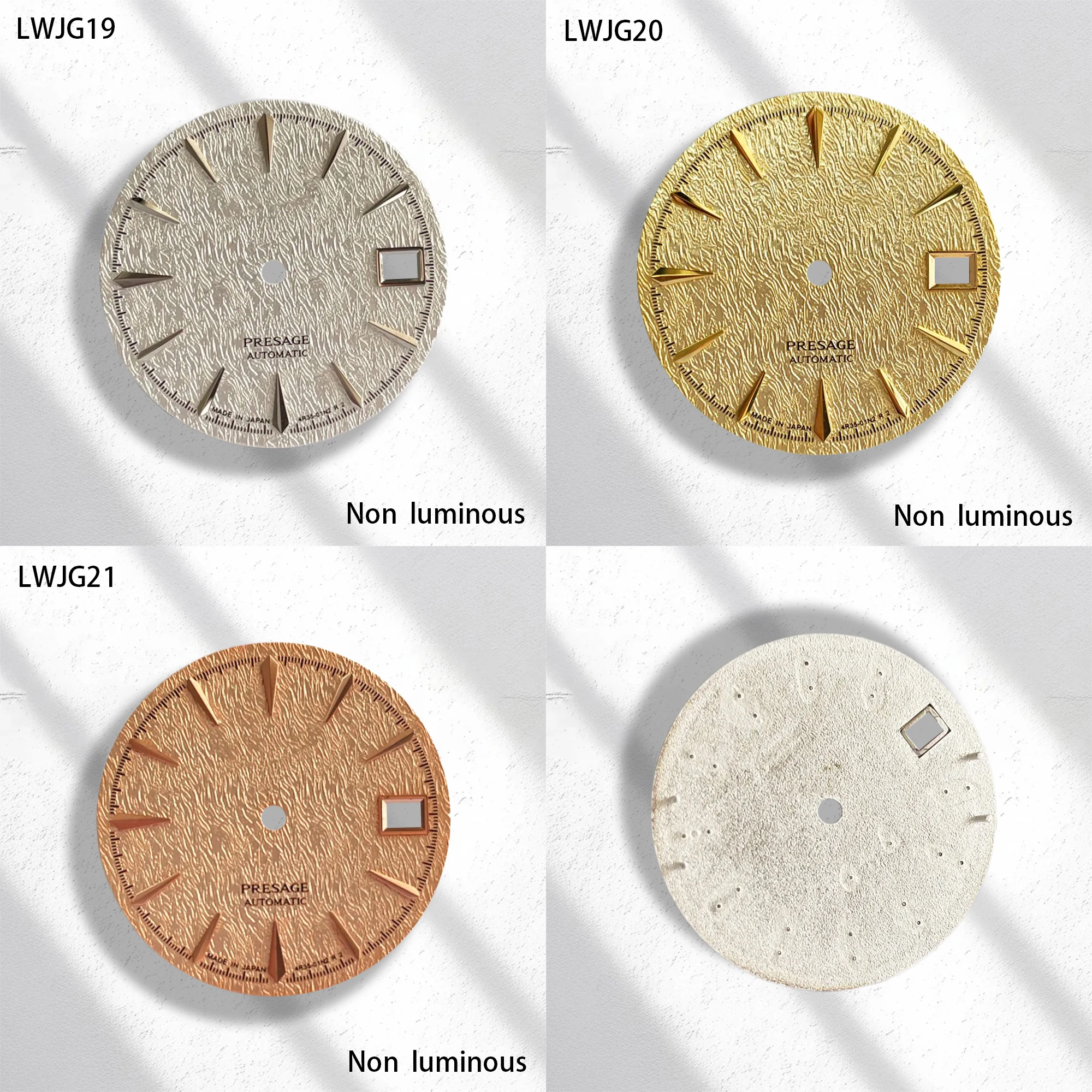 35mm custom cocktail texture dial, retro silver rose gold logo, suitable for NH35 movement watch accessory modification