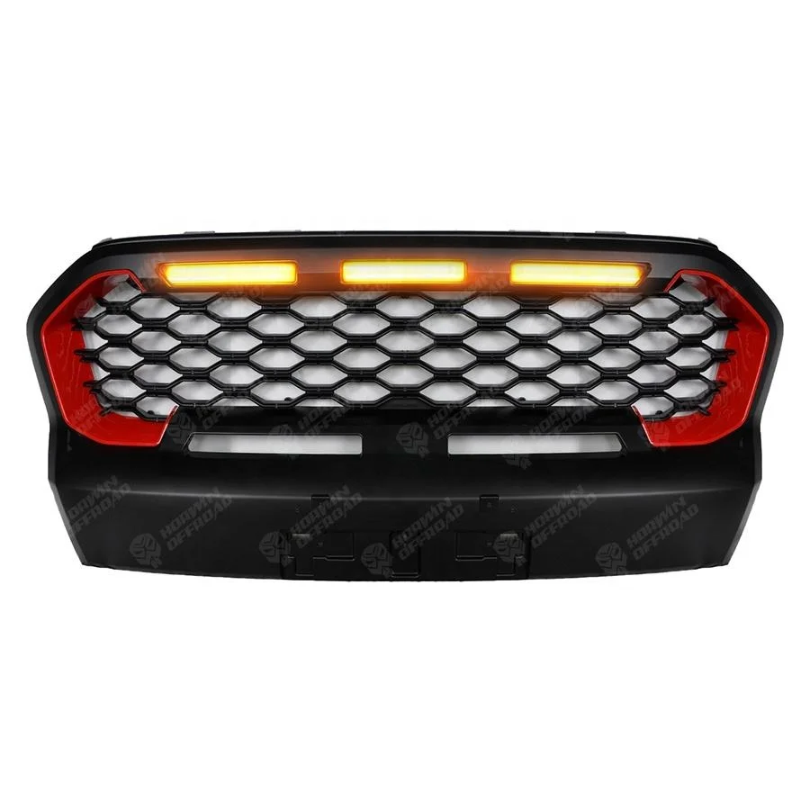 LED Light Amber/White Front Hood Bumper Racing Grills For Ford Ranger Wildtrack 2018+ Car LED Grills