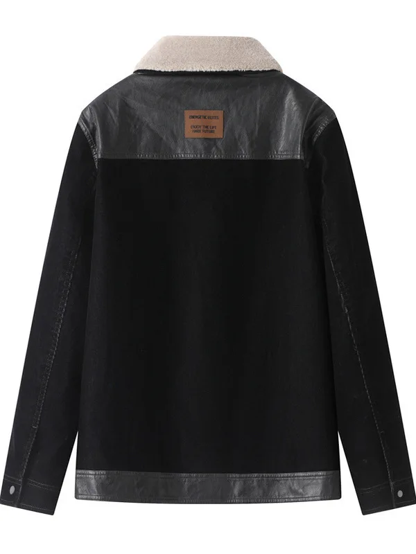 جايت كاجوال للرجال مع ياقة من الفرو قابلة للفصل، تصميم ربط من Busin Gentleman Sle مصنوع من مزيج القطن للشتاء... #2