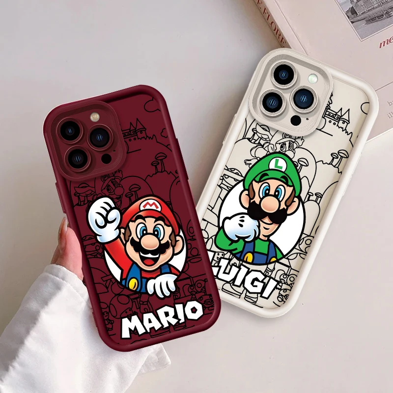 S-Supers M-Marios Cartoon For Apple iPhone 15 14 13 12 Pro Max Mini 11 XS X XR 8 7 6 Plus Eye Ladder Cover Capa Fundas