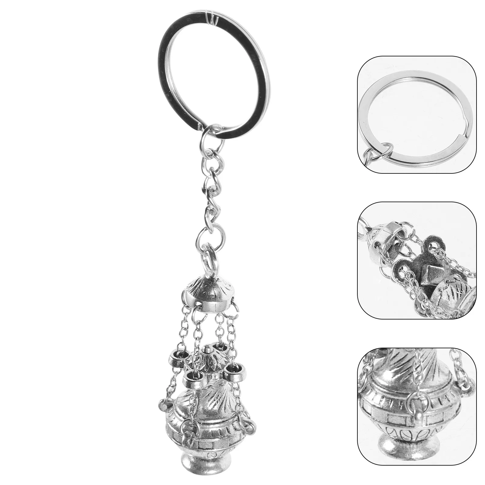 Metal Incense Burner Keychain – Portable Decorative Pendant for Keys, Bags, or Car Accessories