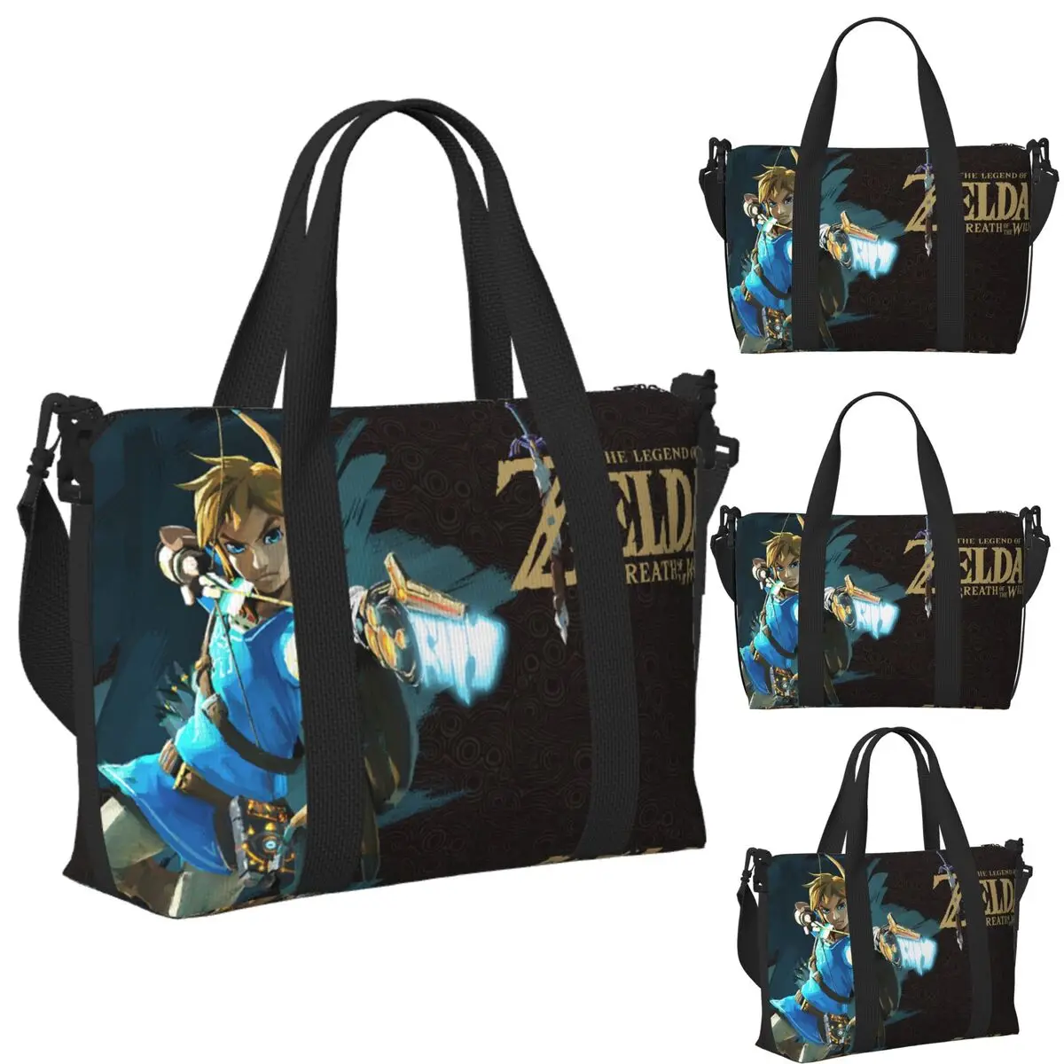 

Custom The Legend Of Z-Zeldas Beach Travel Bag Large Capacity Tote Bags for Gym Sport Women Shopping Duffle Shoulder Bag