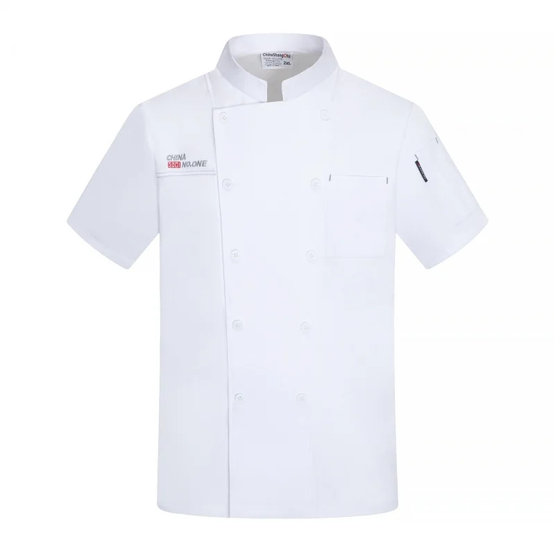 New Stretch Cotton Chef Uniform Summer Short-Sleeved Restaurant Hotel Chef Overalls Catering Baking Western Restaurant Tooling