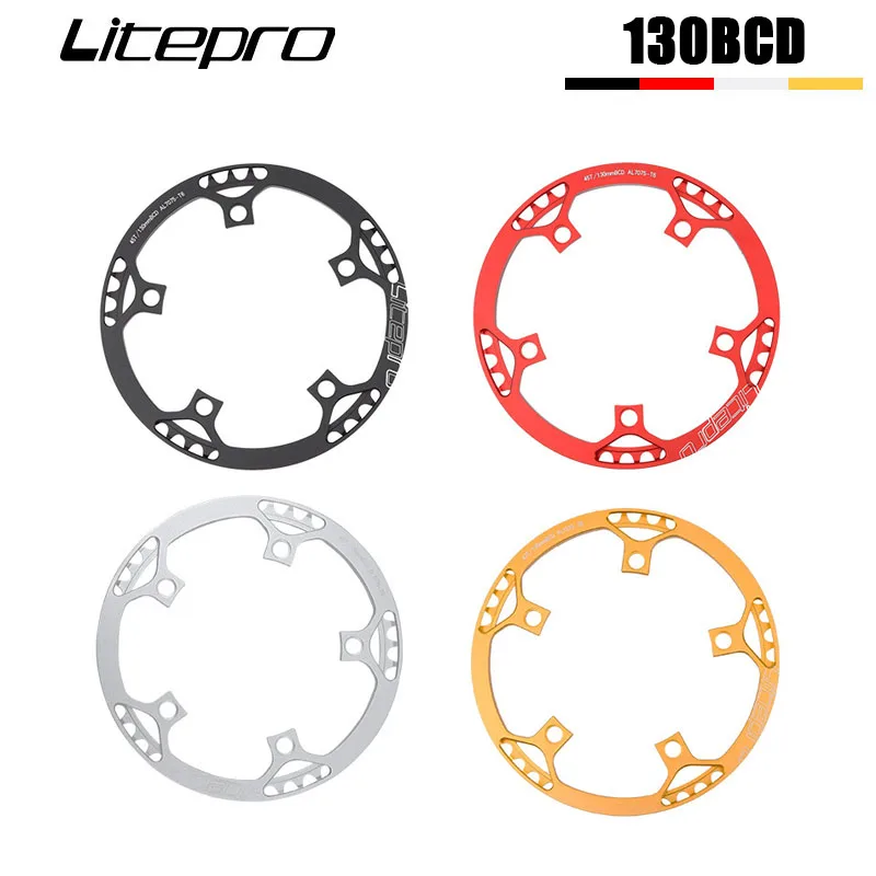 Litepro Folding Bicycle Crankset 130BCD Integrated Chainwheel Crankset Single Crank for Folding Bikes 45/47/53/56/58T Chainring