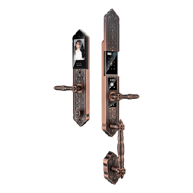 Household anti-theft door intelligent unlocking automatic 3D facial recognition fingerprint lock retro pattern Chinese villa