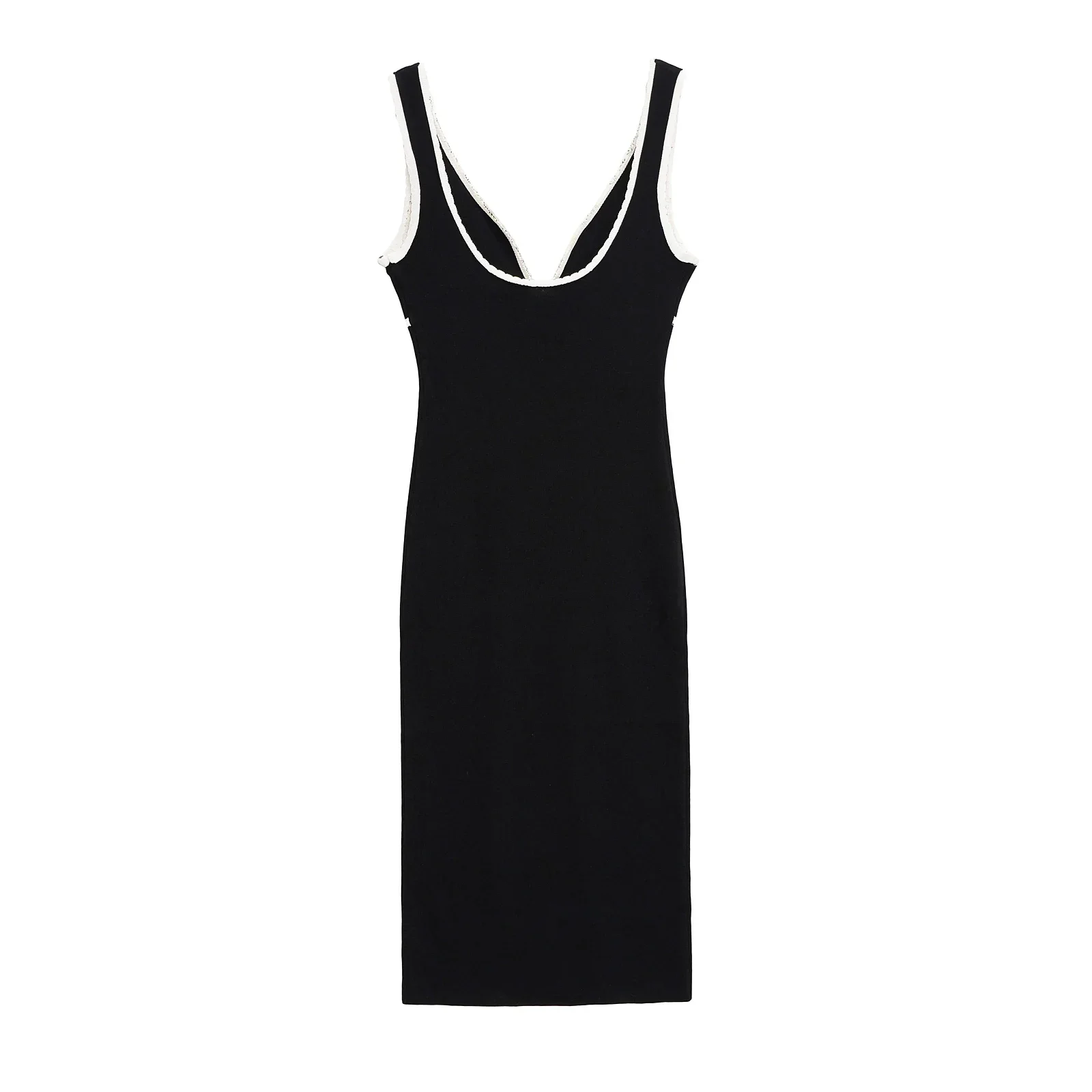 2023 frühling Sommer Neue Mode Chic Frauen Stricken Cami Midi Kleid Ärmellose Casual Stil mit Patchwork für Party 5584211