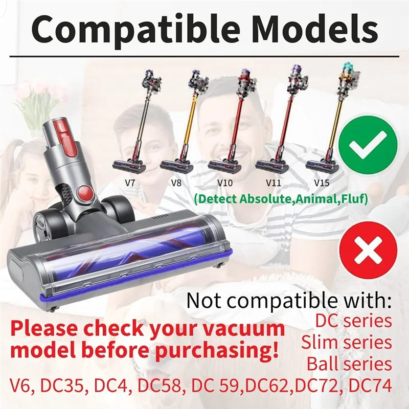 -ESTR استبدال رأس فرشاة المحرك المباشر سريع التحرير لـ Dyson V7 V8 V10 V11 V15 G5 لمرفق سجاد الأرضيات الصلبة