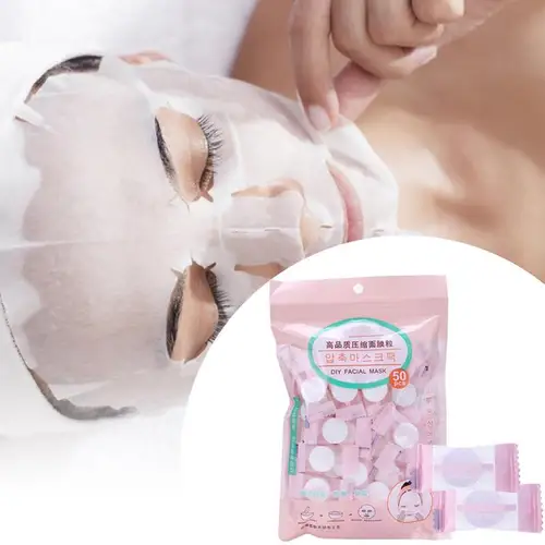 Papel comprimido para mascarilla facial, hoja desechable de algodón, toallitas de maquillaje, herramientas de belleza coreanas, cuidado facial, 50 piezas