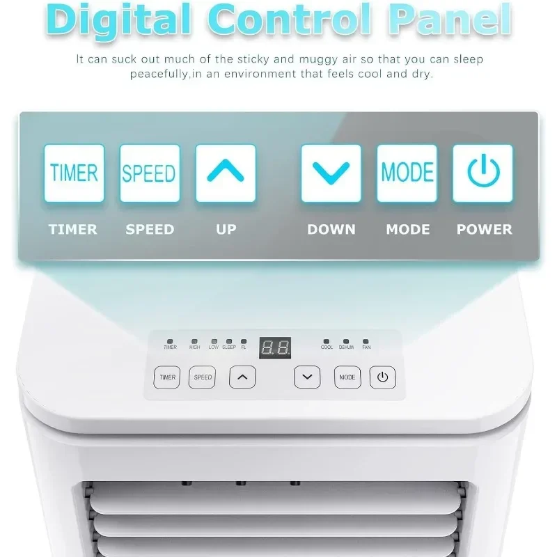 Portable Air Conditioner Quiet Room Unit Compact Cooling Unit with Dehumidifier and Fan Function  with Remote Control