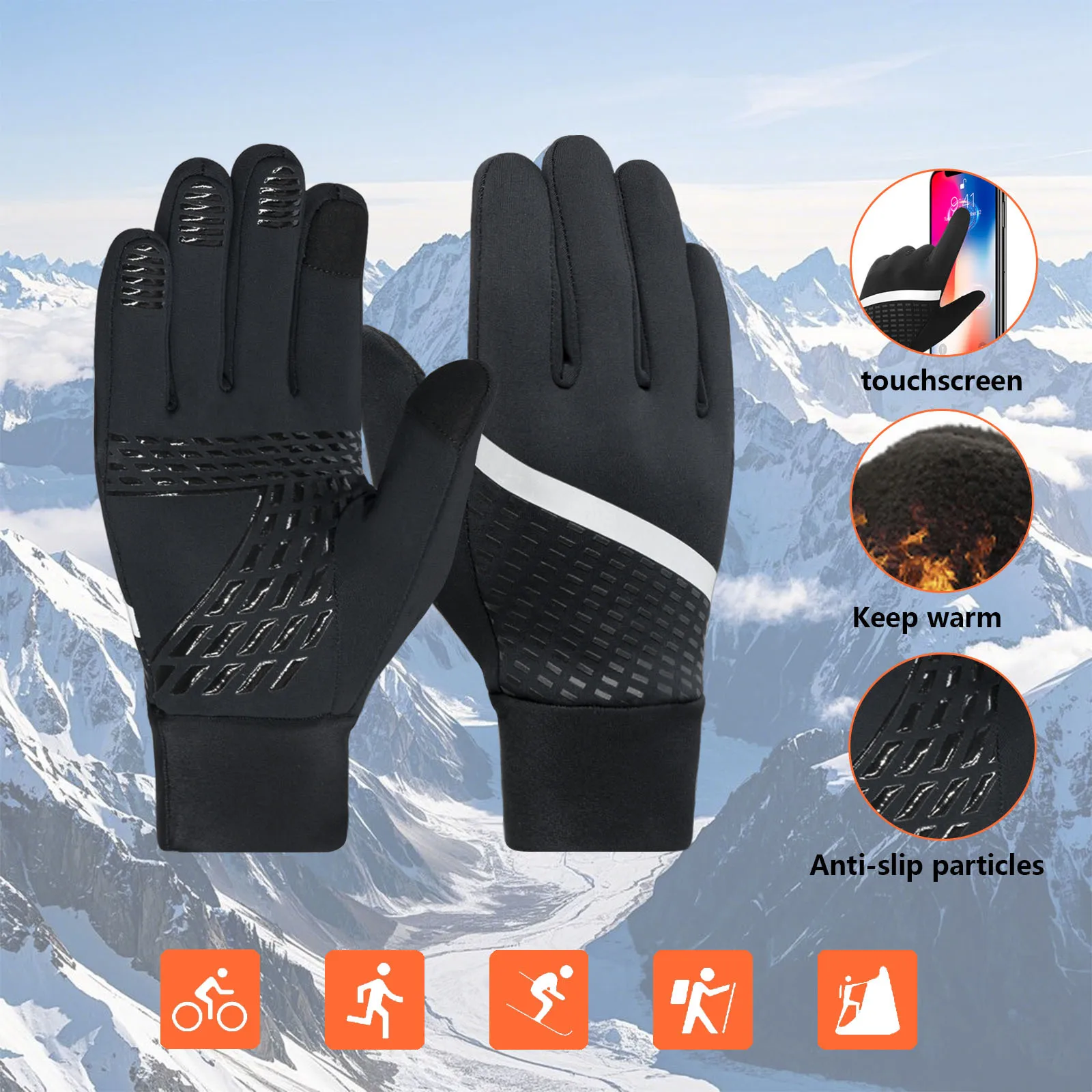 Gift Box Gloves Unisex Water Resistant Windproof Non Slip Touch Screen Fleece Lined Winter Outdoor Sports Cycling One Size