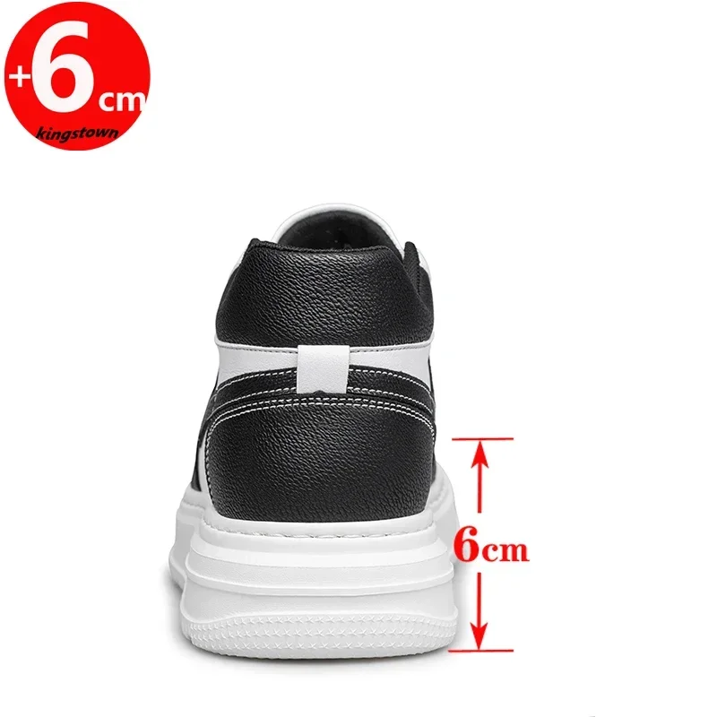 Genuine LeatherSneakers Man Elevator Shoes Height Increase Insole 6cm White Black Taller Men Leisure Fashion Plus Size 36-44Lift