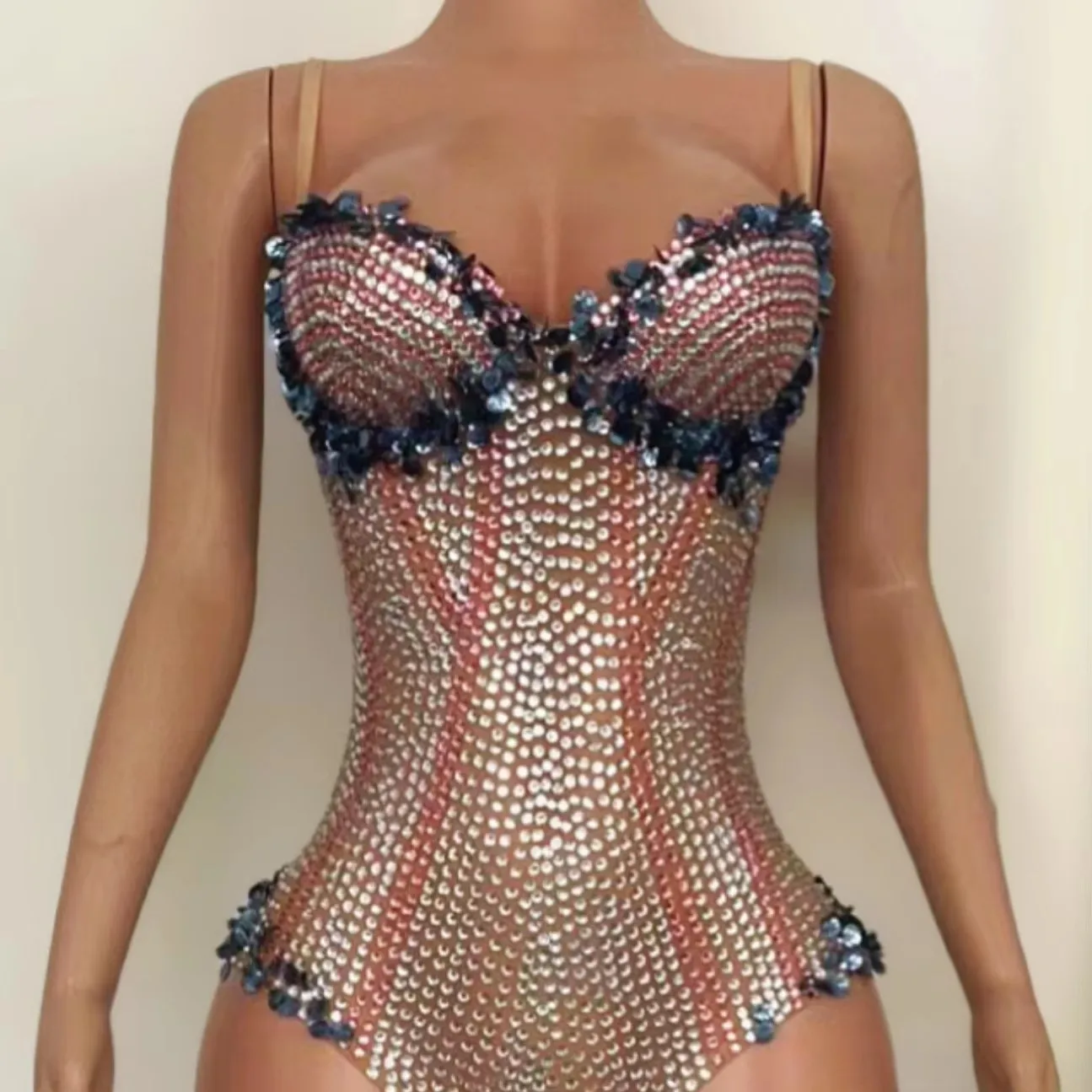 

Women Sexy Bodycon Bodysuit Luxury Full Rhinestones Sequin Nightclub Party Celebrate Bar Singer Performance Costume Stage Wear