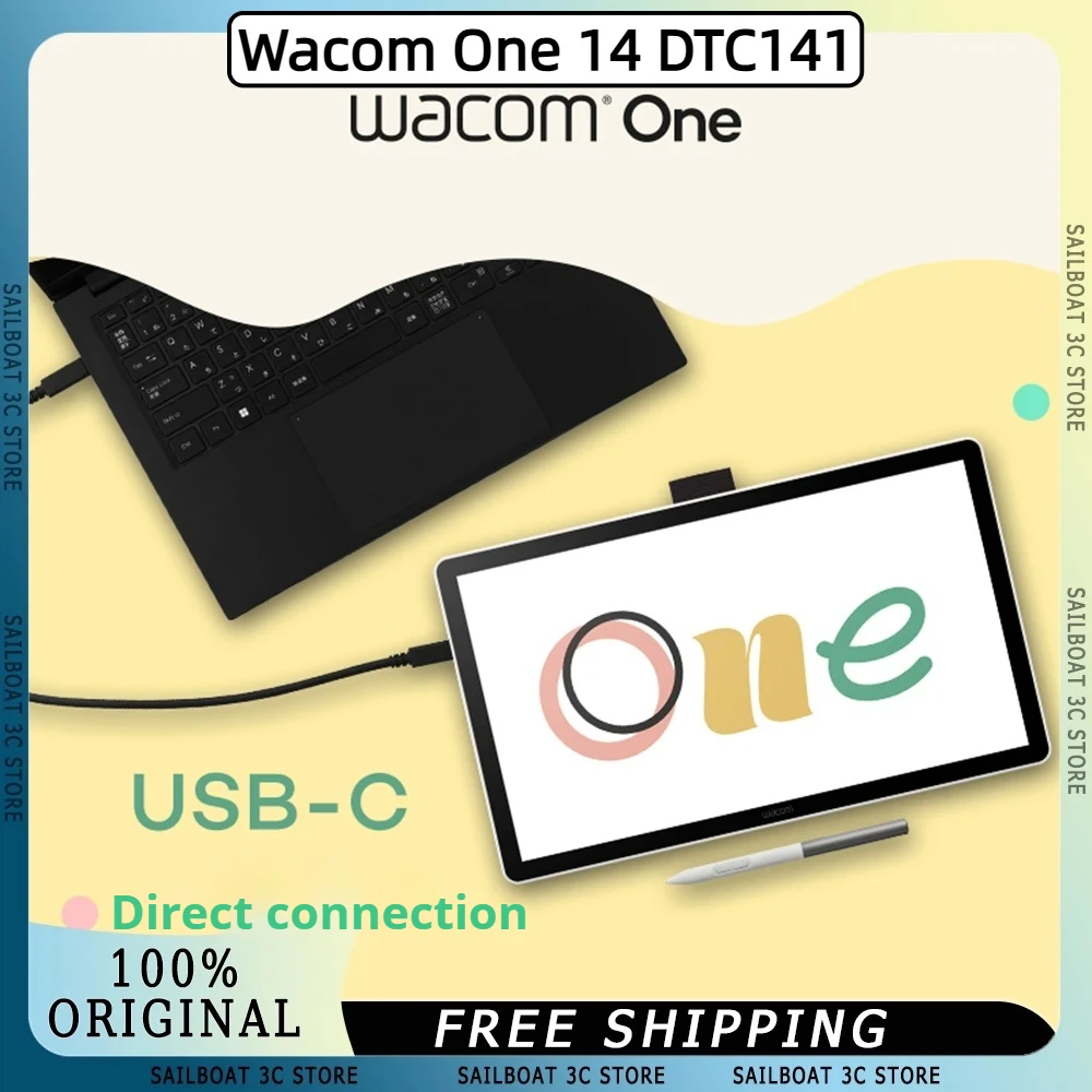 

Wacom One 14 DTC141 Drawing Tablets 14inch 1920*1080 60Hz IPS Screen 4096 Pressure Sensitivity 98%sRGB USB-C for Windows Mac PS