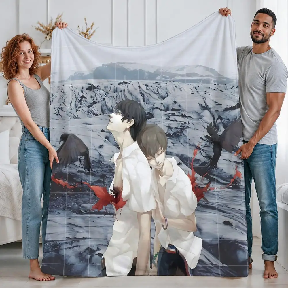 Aesthetic Anime Terror in Resonance Throw Custom Printed Flannel Fleece Blanket for Sofa Bed Office Travel & Camping