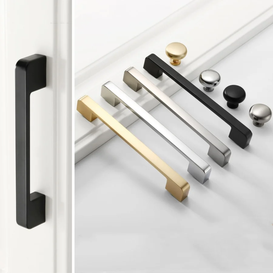 

Modern Cabinet Handles Kitchen Door Handles Simple Drawer Knobs Zinc Alloy Wardrobe Door Handles Brushed Furniture Hardware Pull